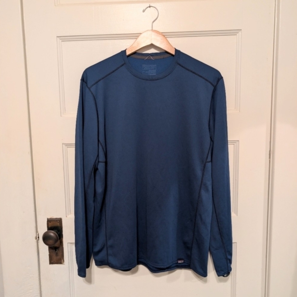 Patagonia Men's Capilene Blue Long Sleeve Base Layer Shirt Large Midweight Crew